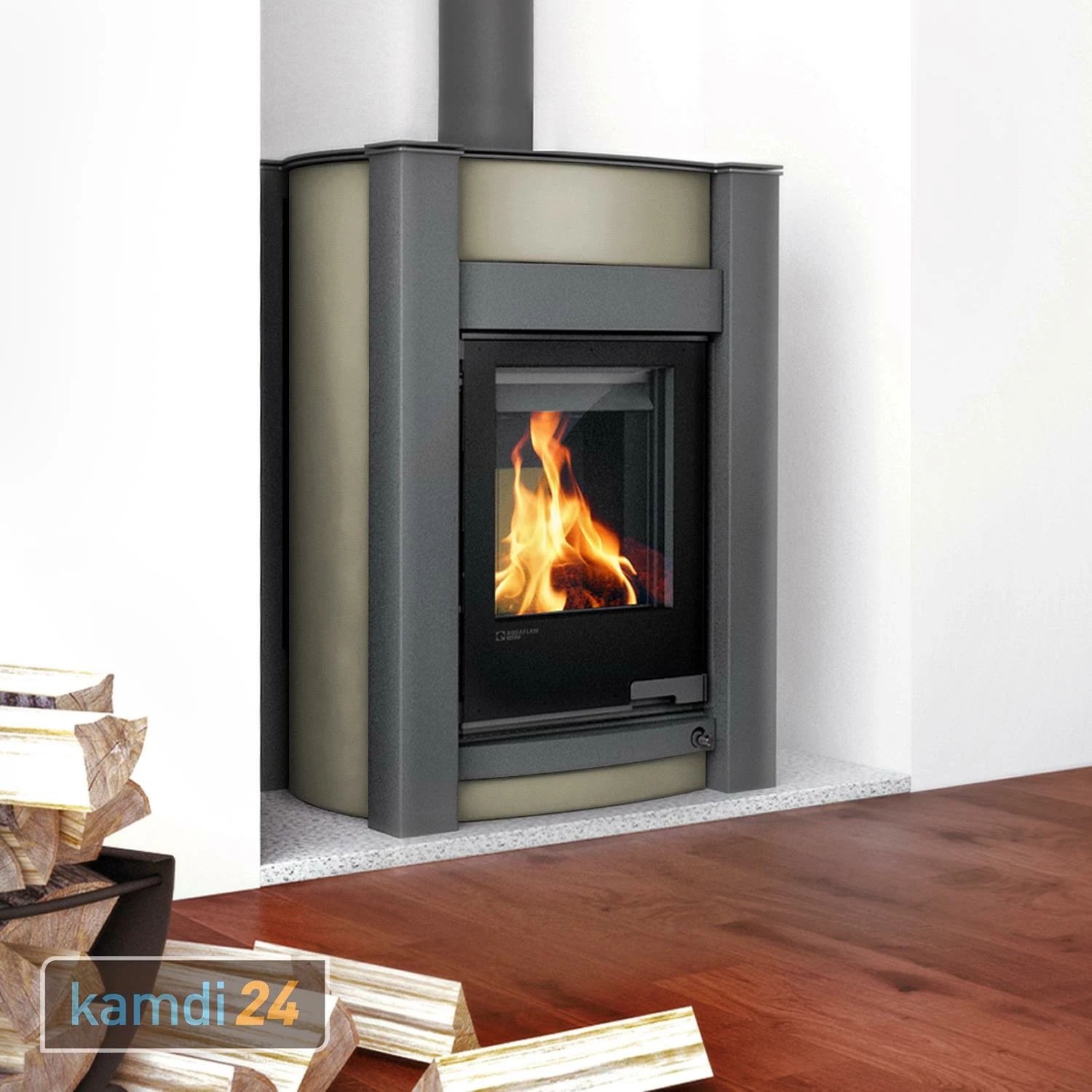 Aquaflam Vario Kalmar Basic Wasserführender Kaminofen Olive 11/7 KW 3 Aquaflam Vario Kalmar Basic Wasserführender Kaminofen Olive 11/7 KW