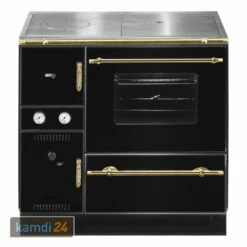 Wamsler K 148 CL Küchenofen Wasserführend Schwarz / Gold, Rauchrohr Rechts
