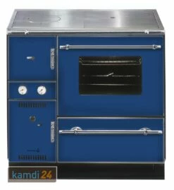Wamsler K 148 Küchenofen Wasserführend Blau, Matt, Rauchrohr Rechts