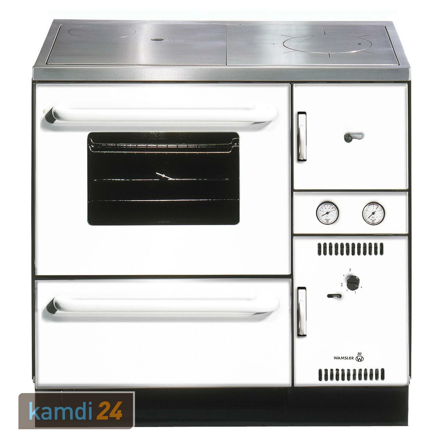 Wamsler K 148 Küchenofen Wasserführend Weiß, Rauchrohr Links 3 Wamsler K 148 Küchenofen Wasserführend Weiß, Rauchrohr Links