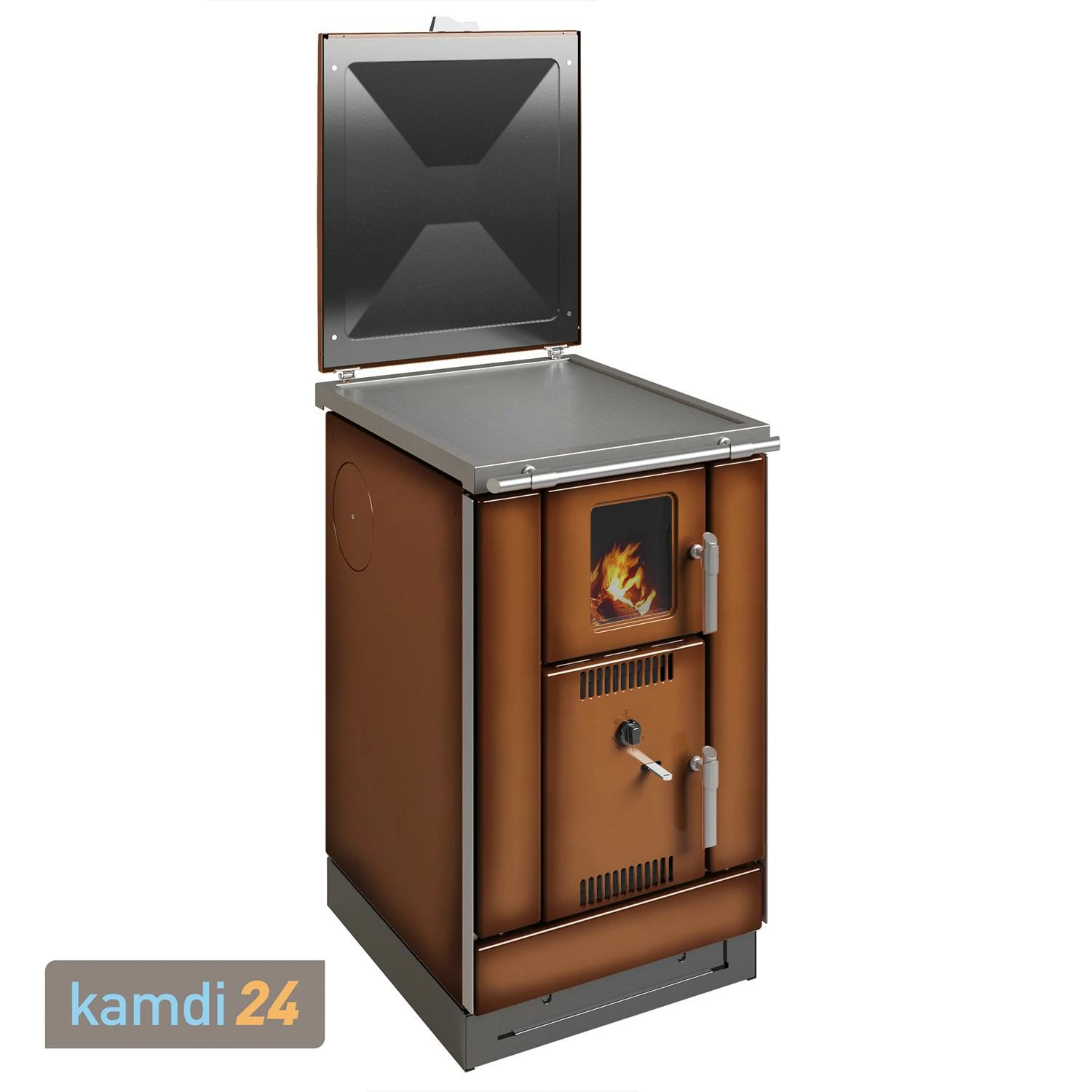 Wamsler K 158 F Küchenofen Wasserführend Maron, Stahlplatte 4 Wamsler K 158 F Küchenofen Wasserführend Maron, Stahlplatte – Bild 2